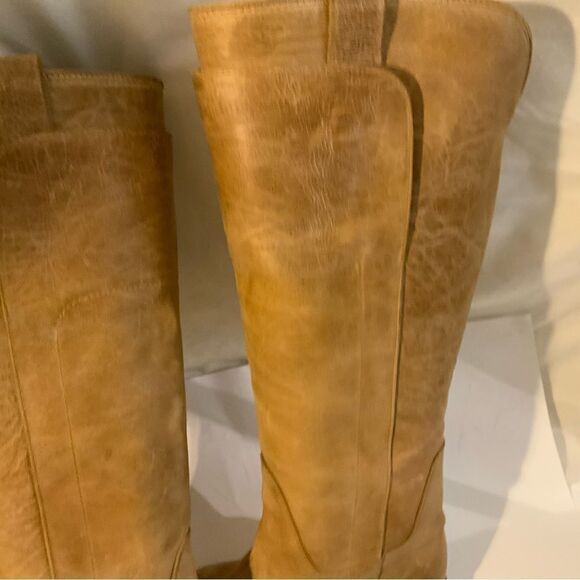 Frye Riding Boots Leather distressed Knee High Round Toe Brown US 6 - Picture 14 of 16